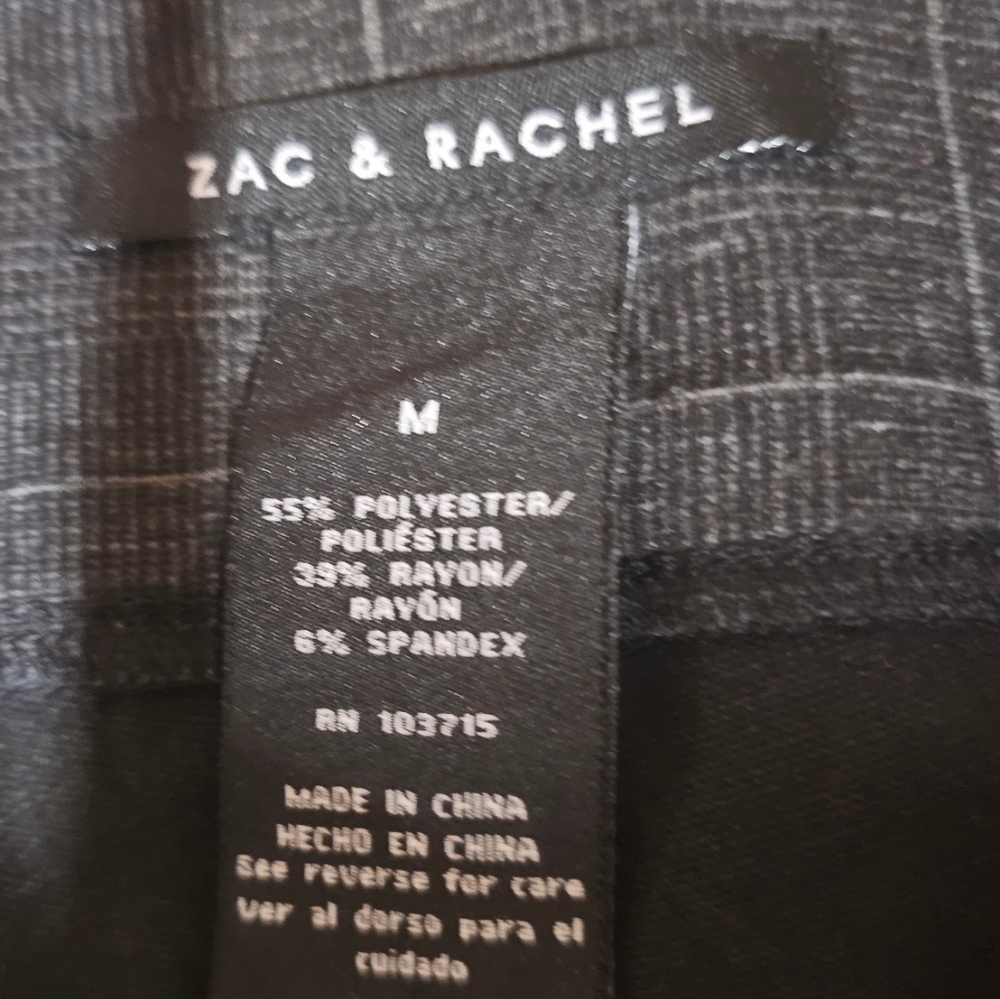 Women's‎ Zac and Rachel Gray grid pull on pants size medium - Picture 3 of 3